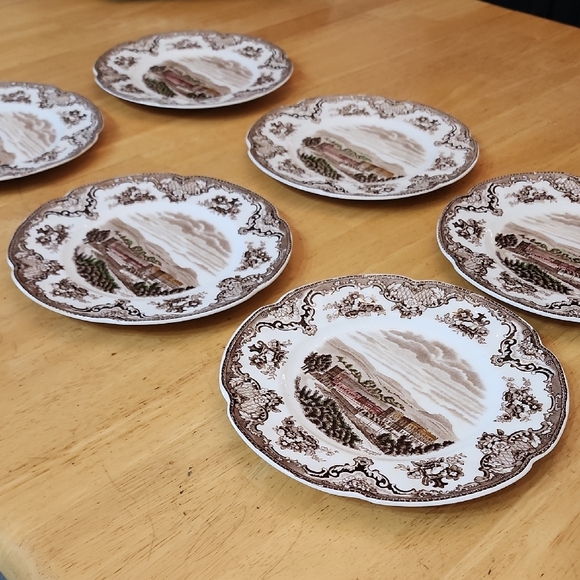 Johnson Brothers Brown and White Scenic Dessert Plates - Picture 5 of 5
